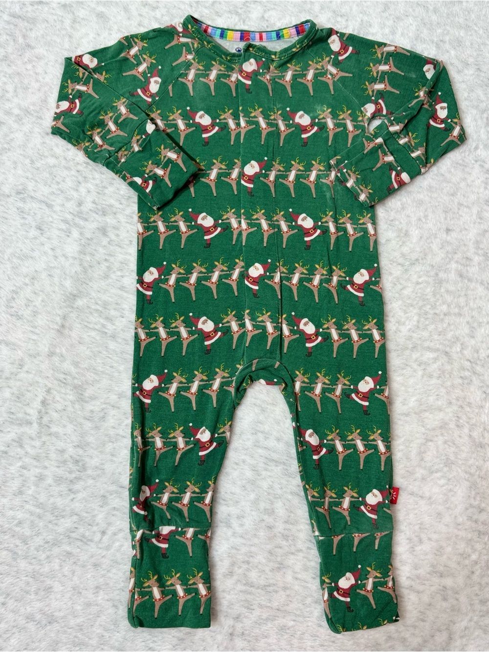 Magnetic Me Green Santa Reindeer Christmas Footless Sleeper 3-6M Baby Modal